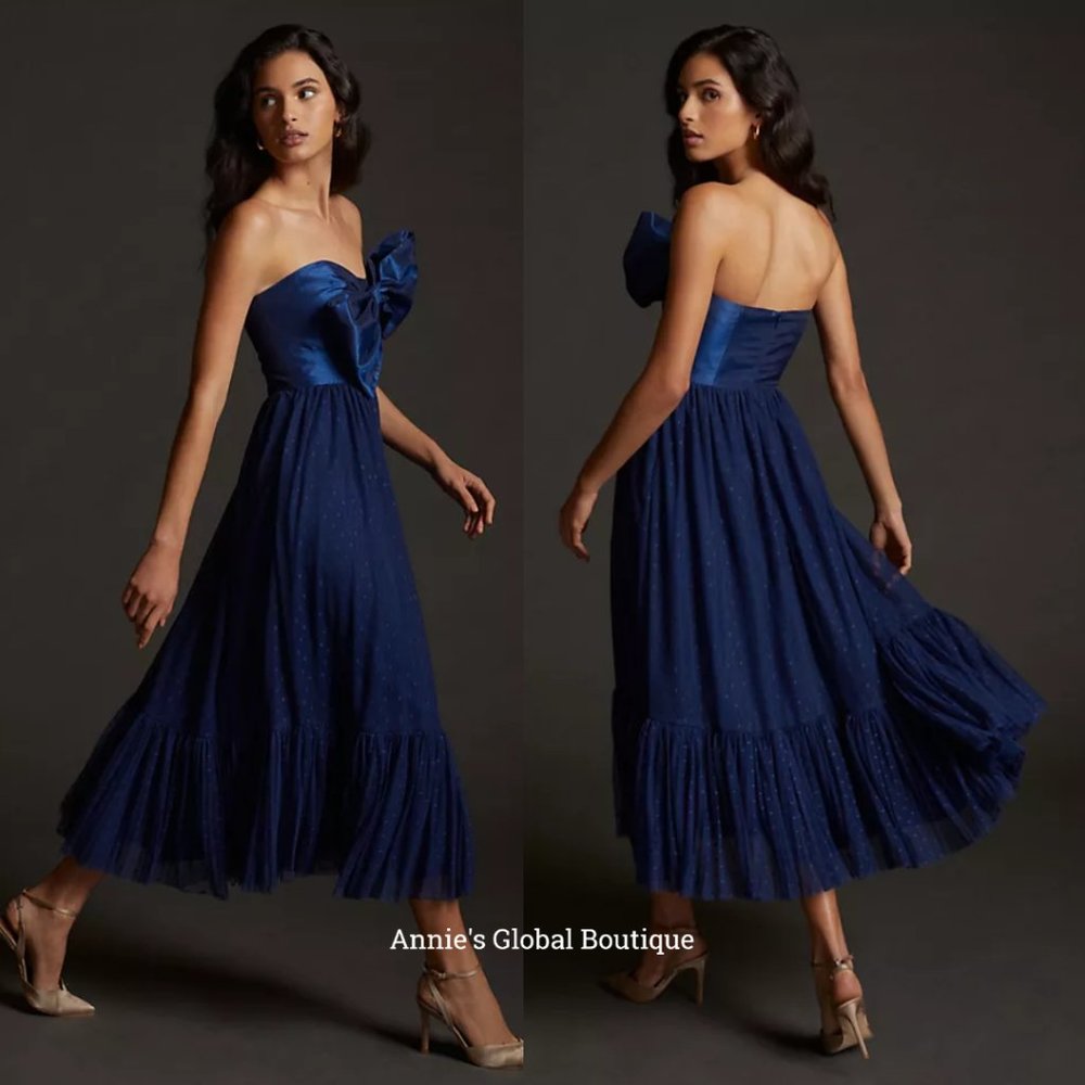 RARE NWT ANTHROPOLOGIE HUTCH Tulle Bow-Tie Midi Dress. - Picture 10 of 16